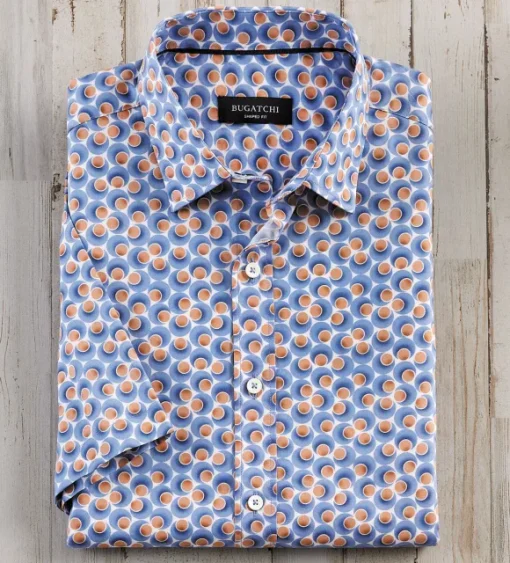 Bugatchi Circle Print Short Sleeve Shirt