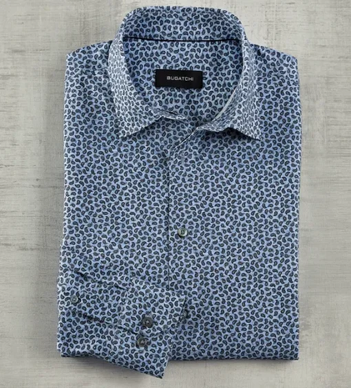 Bugatchi Mini Paisley Long Sleeve Knit Shirt