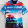 Bugatchi Rainbow Sunset Short Sleeve Polo Shirt