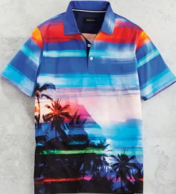 Bugatchi Rainbow Sunset Short Sleeve Polo Shirt