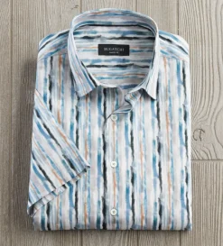 Bugatchi Watercolor Stripe Short Sleeve Shirt