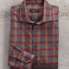 Bugatchi Windowpane Twill Long Sleeve Sport Shirt