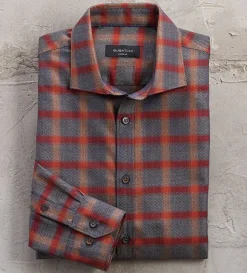 Bugatchi Windowpane Twill Long Sleeve Sport Shirt