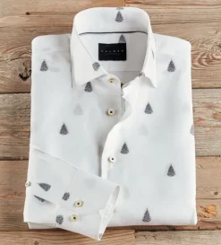 Calder Carmel Long Sleeve Christmas Tree Spread Collar Shirt