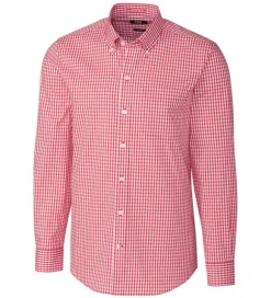Cutter & Buck Tailored Fit Stretch Gingham Long Sleeve Sport Shirt