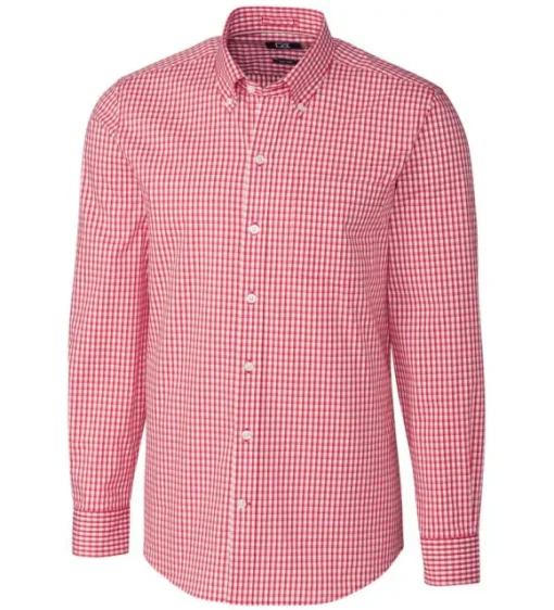 Cutter & Buck Tailored Fit Stretch Gingham Long Sleeve Sport Shirt