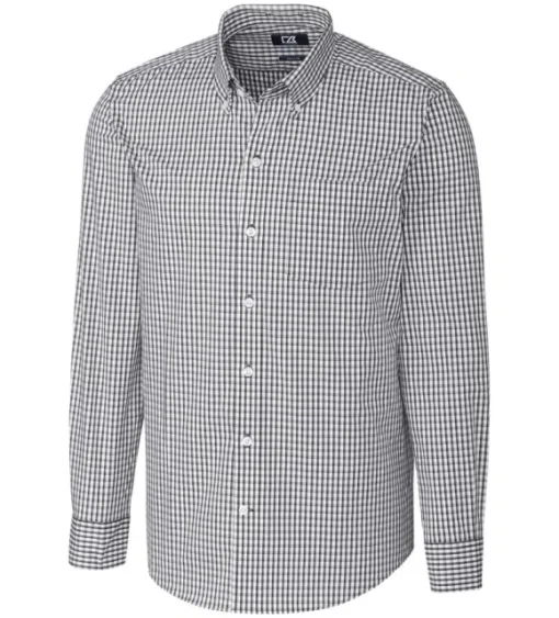 Cutter & Buck Tailored Fit Stretch Gingham Long Sleeve Sport Shirt