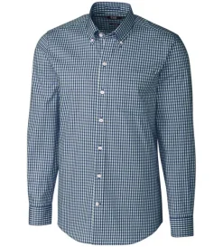 Cutter & Buck Tailored Fit Stretch Gingham Long Sleeve Sport Shirt