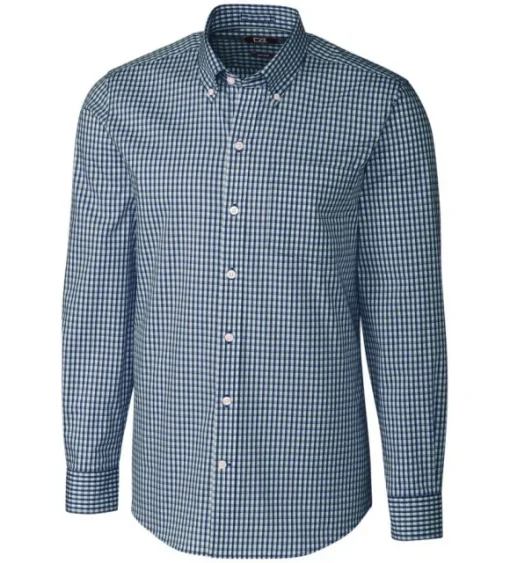 Cutter & Buck Tailored Fit Stretch Gingham Long Sleeve Sport Shirt