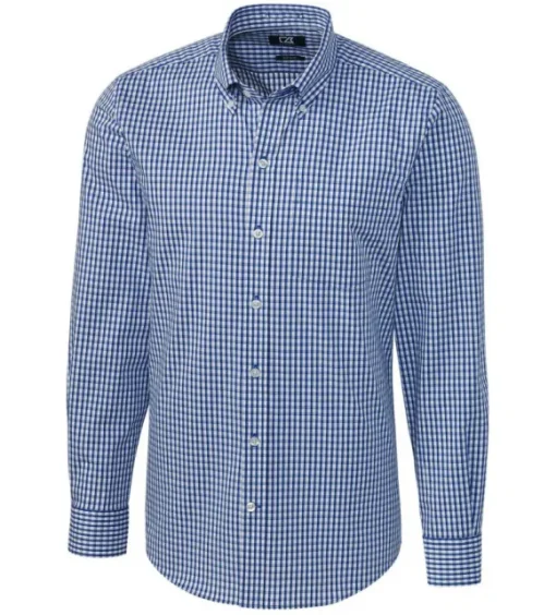 Cutter & Buck Tailored Fit Stretch Gingham Long Sleeve Sport Shirt