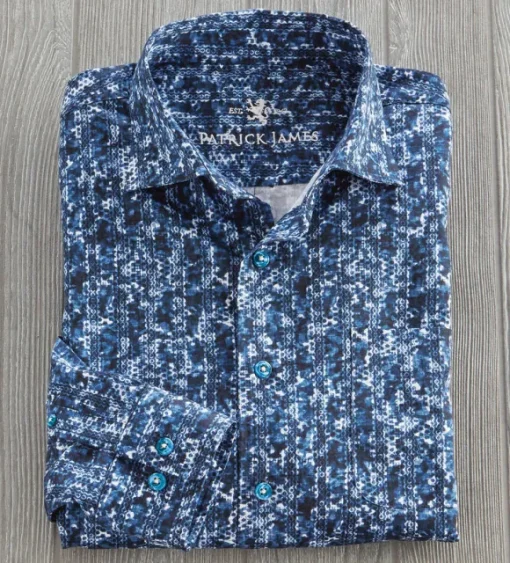 Patrick James Chain Print Long Sleeve Sport Shirt
