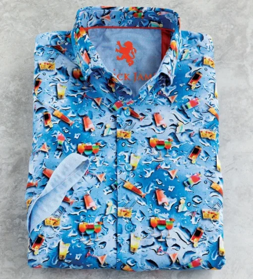 Patrick James Drinks Short Sleeve Sport Shirt