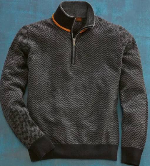 Patrick James Herringbone Jacquard Sweater