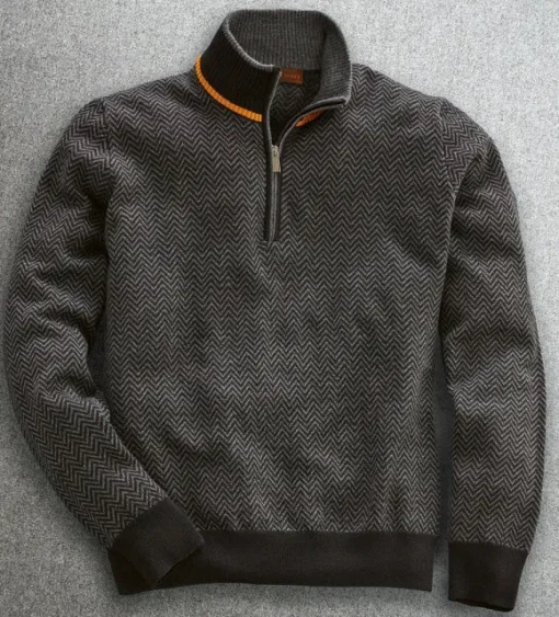 Patrick James Herringbone Jacquard Sweater
