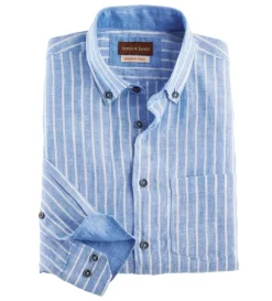 Patrick James Long Sleeve Linen Stripe Shirt