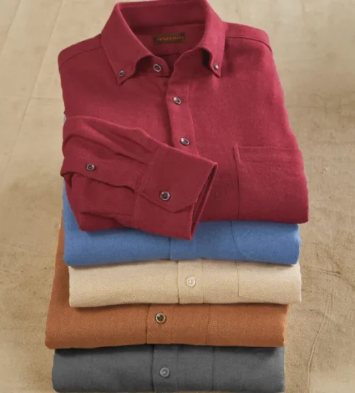 Patrick James Luxe Solid Flannel Long Sleeve Sport Shirt
