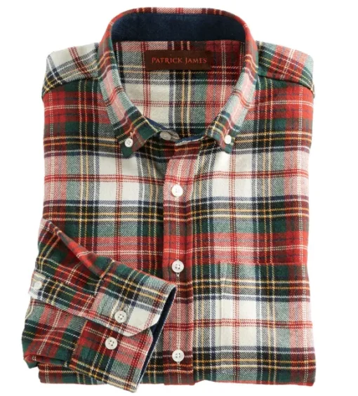 Patrick James Plaid Flannel Long Sleeve Sport Shirt