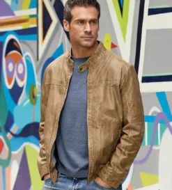 Patrick James Vintage Washed Lambskin Leather Jacket