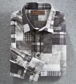 Reserve Patchwork Print Long Sleeve Sport Shirt