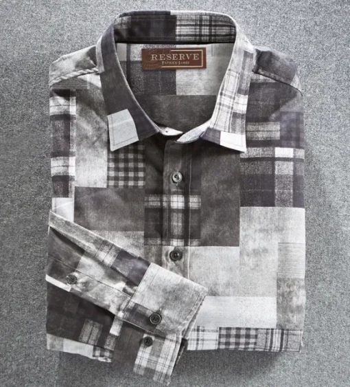 Reserve Patchwork Print Long Sleeve Sport Shirt
