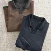 Robert Barakett Renwood Open Collar Long Sleeve Polo Shirt