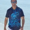 Robert Graham Deep Blue Jellyfish Short Sleeve Sport Shirt