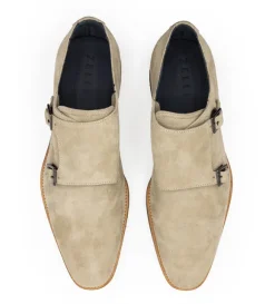 Zelli Leggera Sueded Goatskin Double Monk Strap Shoe