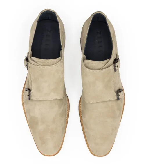 Zelli Leggera Sueded Goatskin Double Monk Strap Shoe
