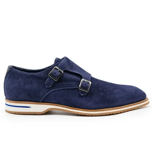 Zelli Leggera Sueded Goatskin Double Monk Strap Shoe