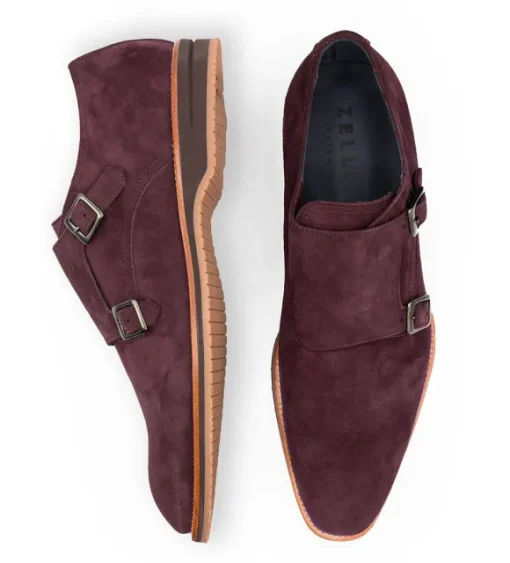 Zelli Leggera Sueded Goatskin Double Monk Strap Shoe