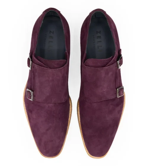 Zelli Leggera Sueded Goatskin Double Monk Strap Shoe