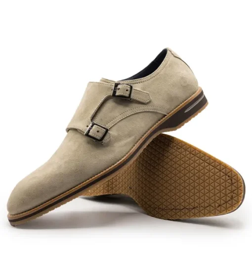 Zelli Leggera Sueded Goatskin Double Monk Strap Shoe