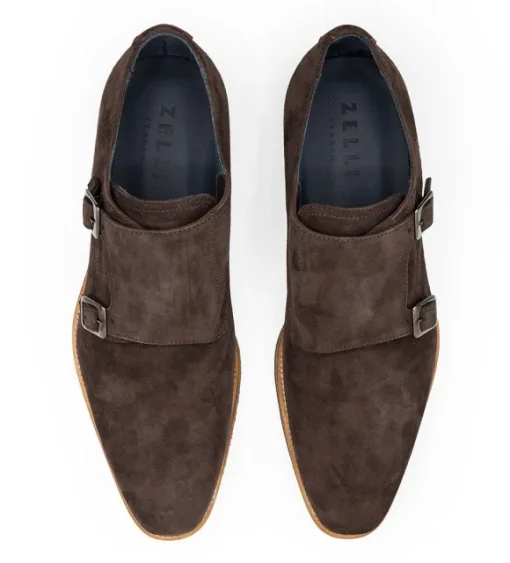 Zelli Leggera Sueded Goatskin Double Monk Strap Shoe