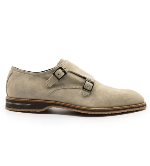 Zelli Leggera Sueded Goatskin Double Monk Strap Shoe