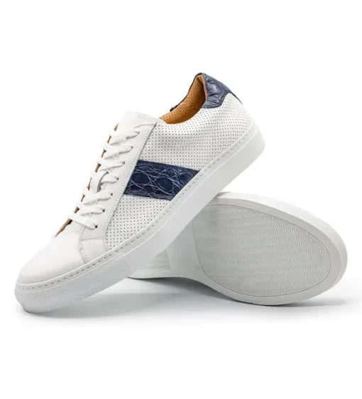 Zelli Olympias Crocodile Trim Calfskin Sneaker