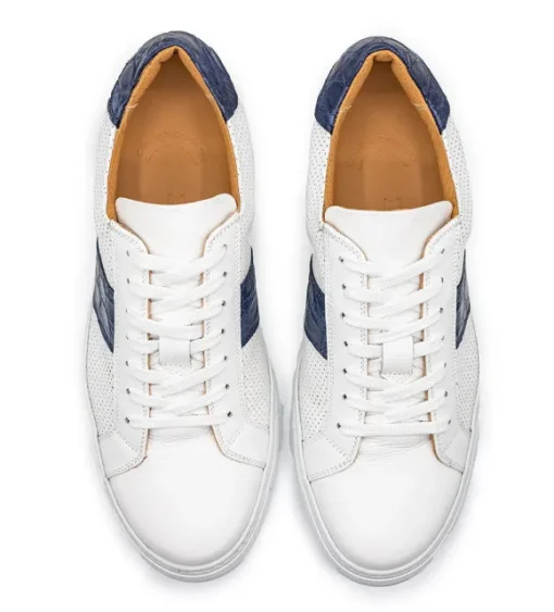Zelli Olympias Crocodile Trim Calfskin Sneaker