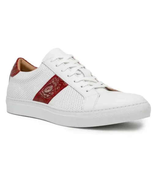 Zelli Olympias Crocodile Trim Calfskin Sneaker