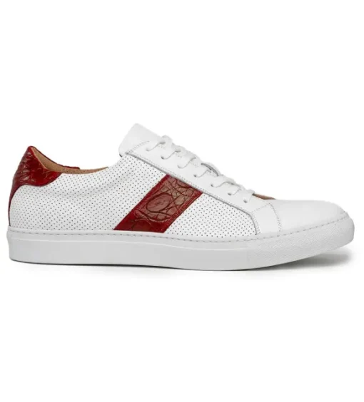Zelli Olympias Crocodile Trim Calfskin Sneaker