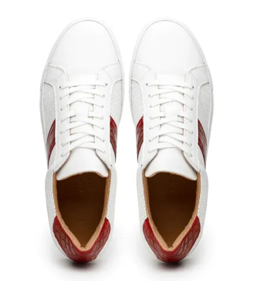Zelli Olympias Crocodile Trim Calfskin Sneaker
